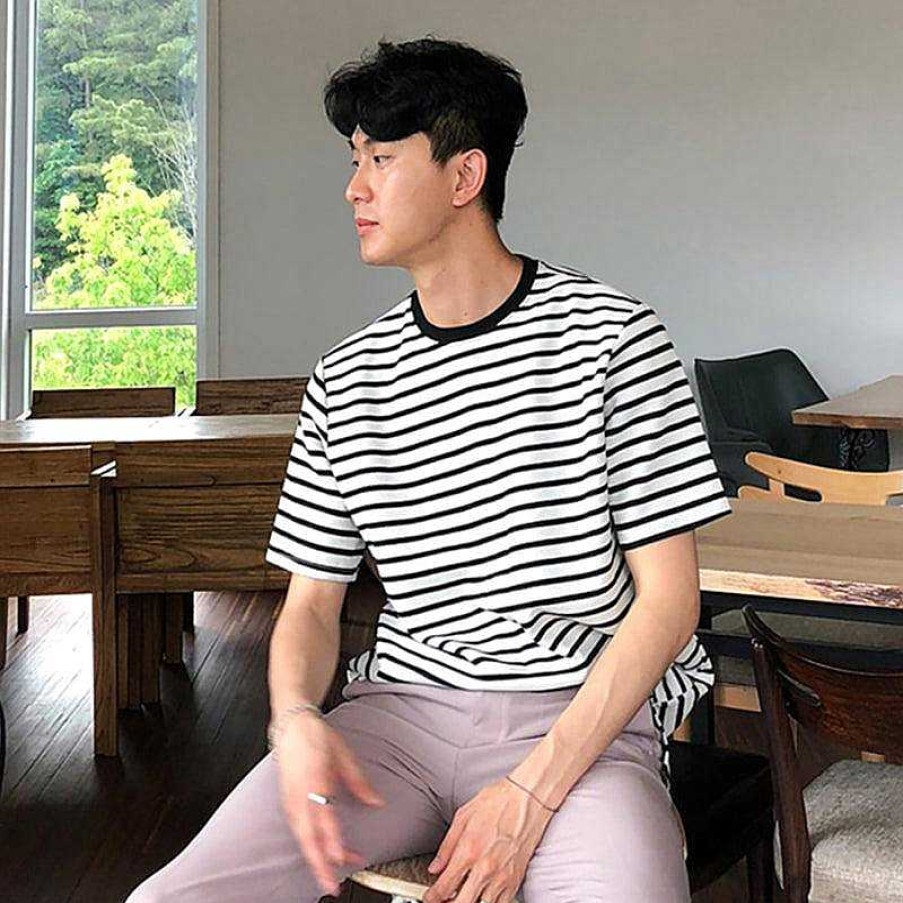 Clothing The Korean Fashion | Striped Short-Sleeve T-Shirt