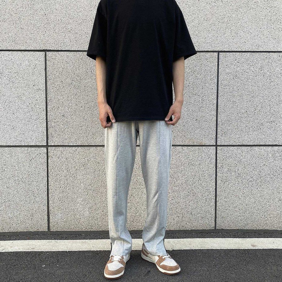 Clothing The Korean Fashion Slim Fit | Side Slit Zipper Drawstring Sweatpants