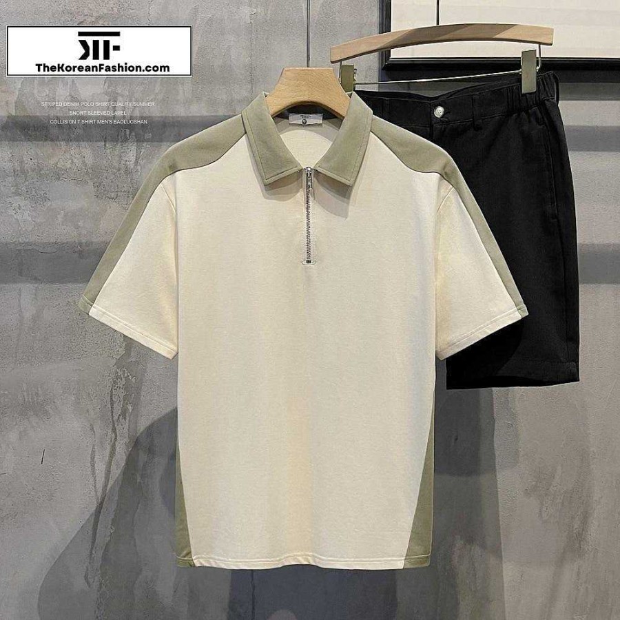 Casual Style Clothes The Korean Fashion | Half Zipper Short-Sleeved Polo T-Shirt