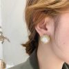 Women The Korean Fashion Earrings | Round Pearl Earrings Gold