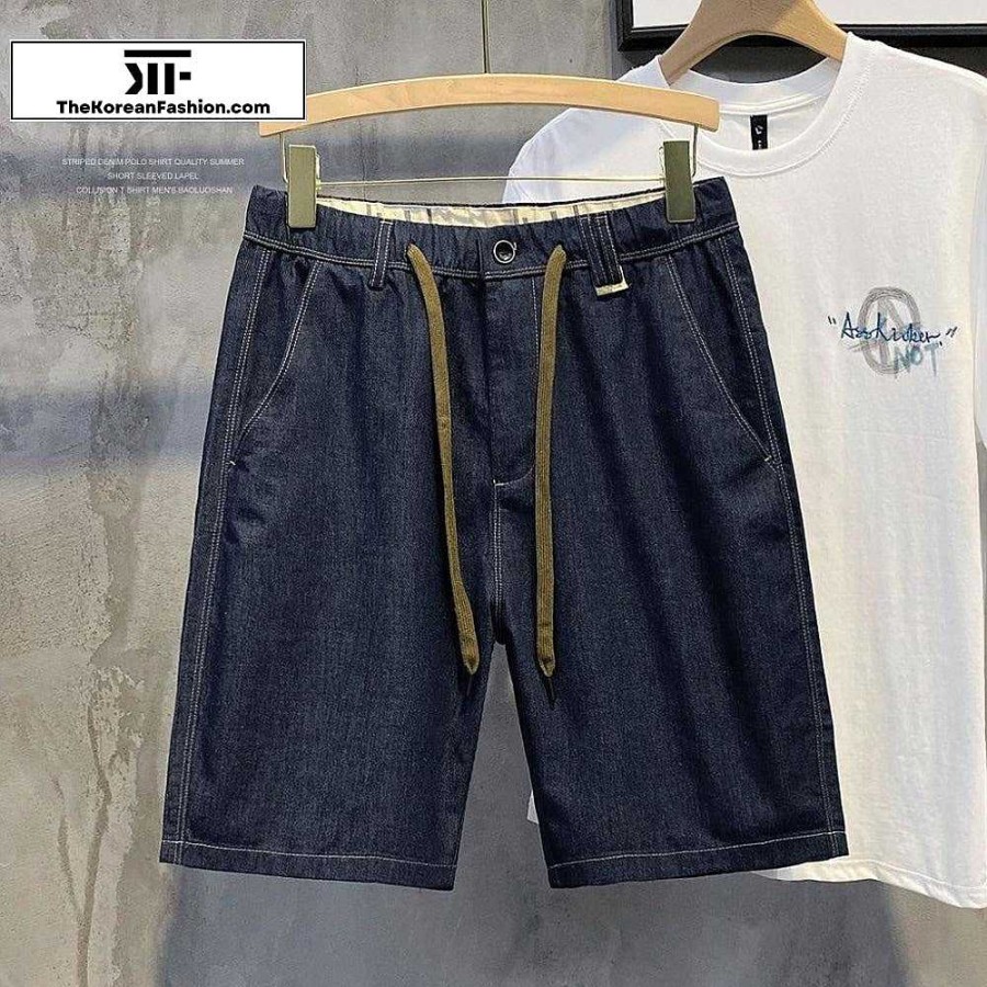 Casual Style Clothes The Korean Fashion | Drawstring Classic Blue Shorts Denim