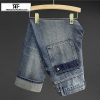 Clothing The Korean Fashion Jeans | Washed Pocket Embroidery Jeans Blue