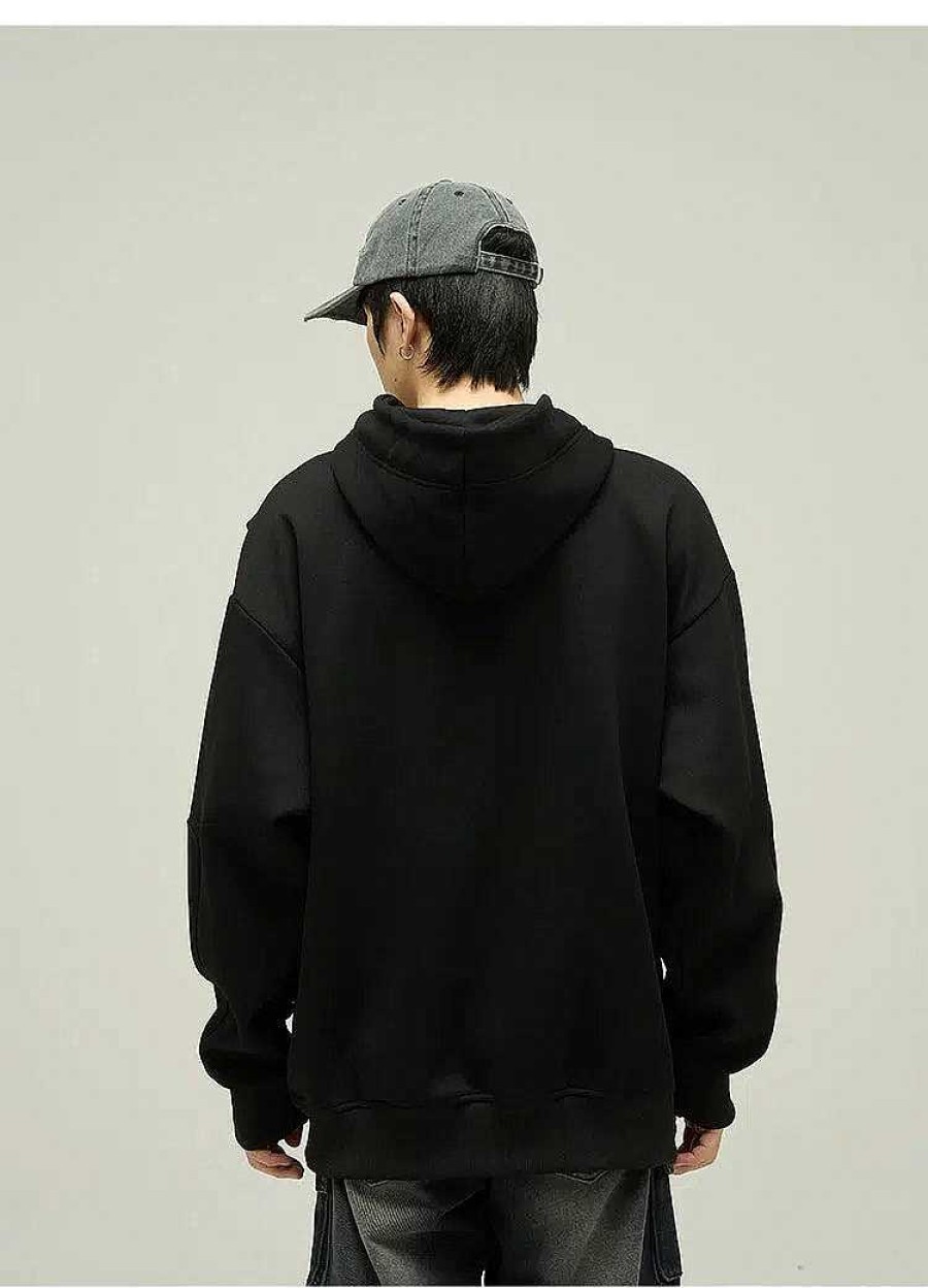 Clothing The Korean Fashion | Deconstructed Velvet Fleece Hooded Sweatshirt