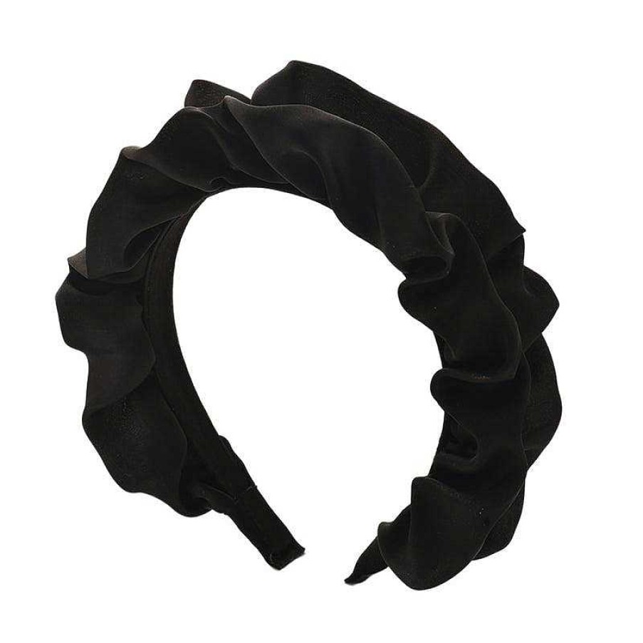 Women The Korean Fashion Hair Accessories | Black Ruched Headband Black Headband