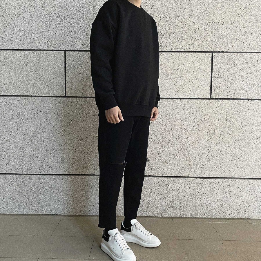 Clothing The Korean Fashion Slim Fit | Ripped Slim Jeans Black