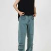 Clothing The Korean Fashion Slim Fit | Multi-Pocket Side Zipper Jeans Retro Blue