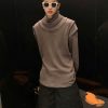 Clothing The Korean Fashion | Layered Turtleneck Pullover Sweatshirt Gray Brown