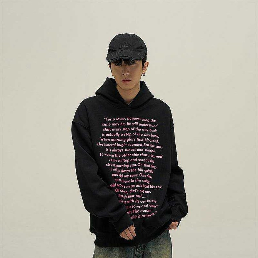 Clothing The Korean Fashion | Letters Printed Hooded Sweatshirt