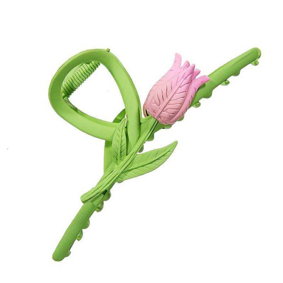 Women The Korean Fashion Hair Accessories | Green Tulip Hair Clip