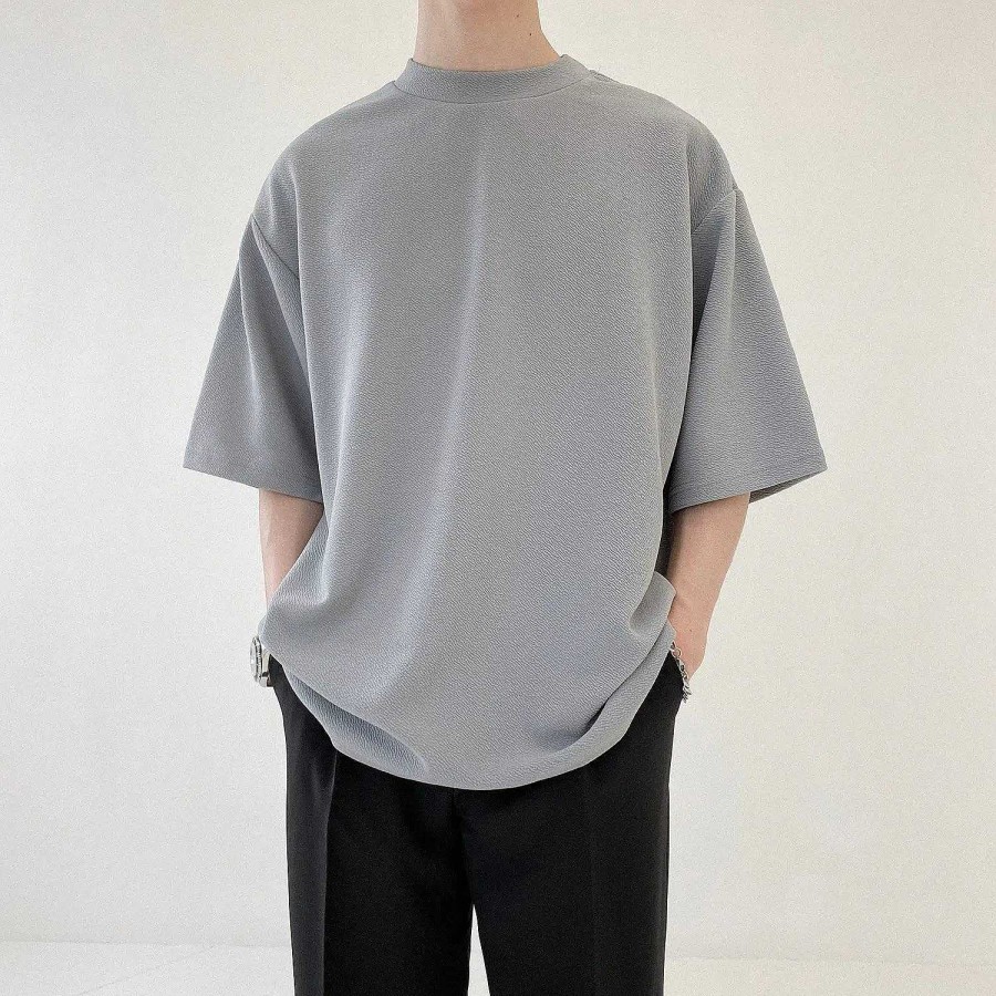 Clothing The Korean Fashion | Round Neck Chiffon Short-Sleeved T-Shirt