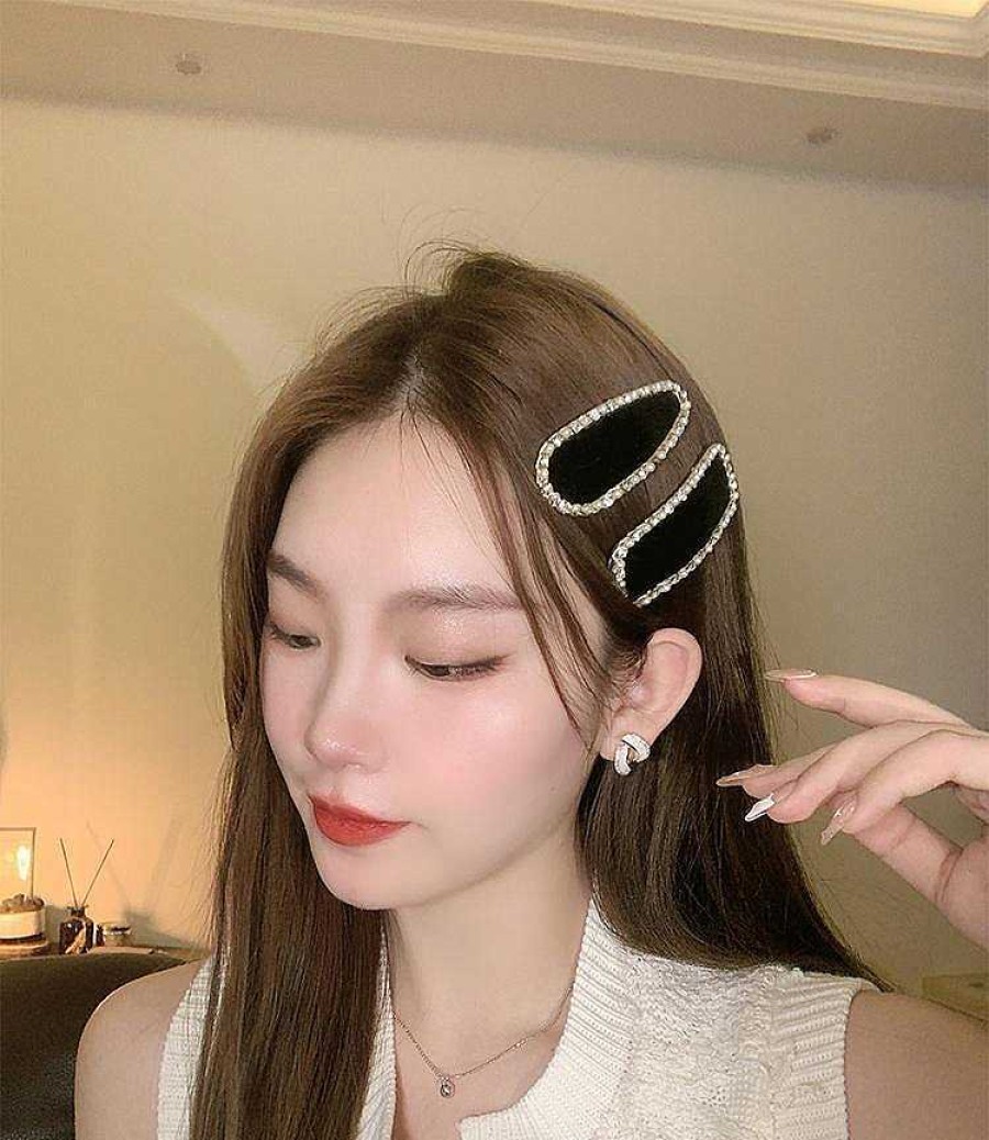 Women The Korean Fashion Hair Accessories | Black Zircon Hairpin