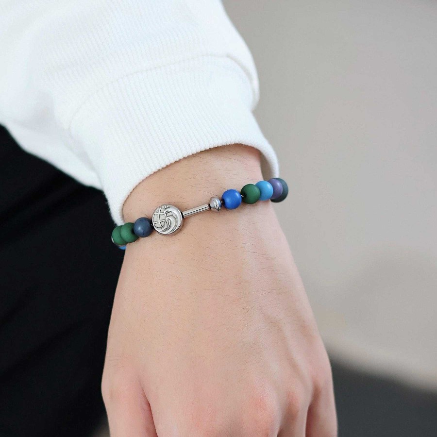 Accs & Bags & Shoes The Korean Fashion | Braided Bead Stacked Bracelet Blue