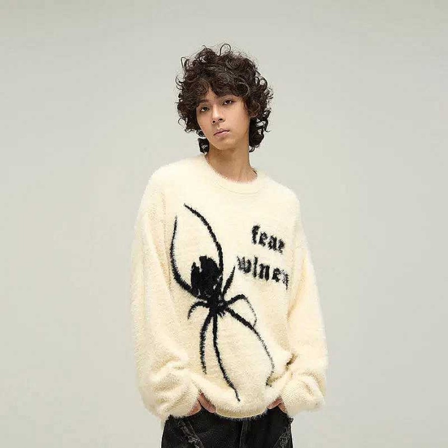 Clothing The Korean Fashion | Retro Mink Fur Spider Sweater