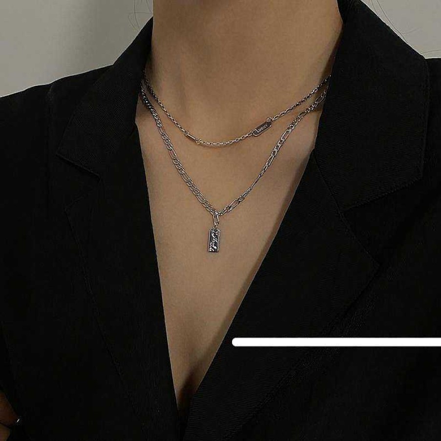 Women The Korean Fashion Necklaces | Double Layered Necklace Silver