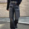 Clothing The Korean Fashion Jeans | Raw Edges Straight Leg Ripped Jeans Black