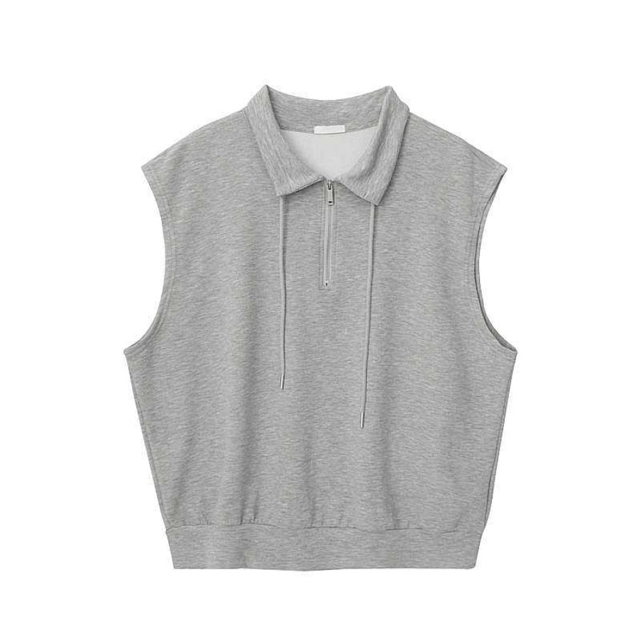 Clothing The Korean Fashion | Stand Collar Sleeveless Shirt Vest