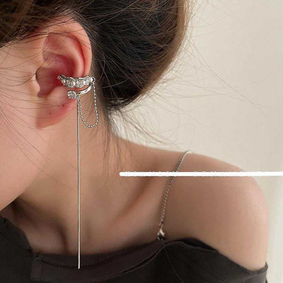 Women The Korean Fashion Earrings | Long Chain Ear Clip Left Ear - Single