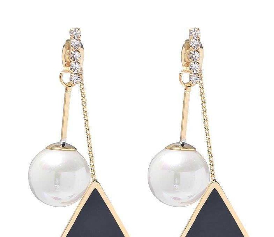 Women The Korean Fashion Earrings | Triangle Drop Earrings Black