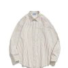 Clothing The Korean Fashion | Letter Flocking Striped Shirt