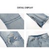 Clothing The Korean Fashion Jeans | Street Ripped Jeans Blue