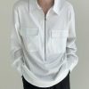 Clothing The Korean Fashion | Polo Half-Height Zipper Shirt