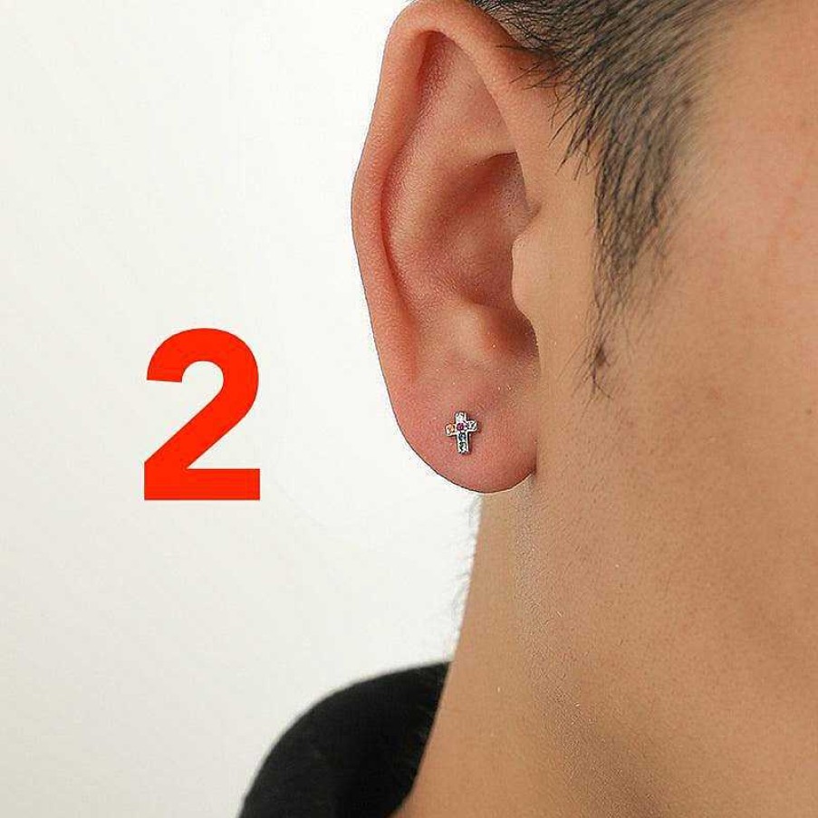 Accs & Bags & Shoes The Korean Fashion | Colored Zircon Cross Stud Earrings