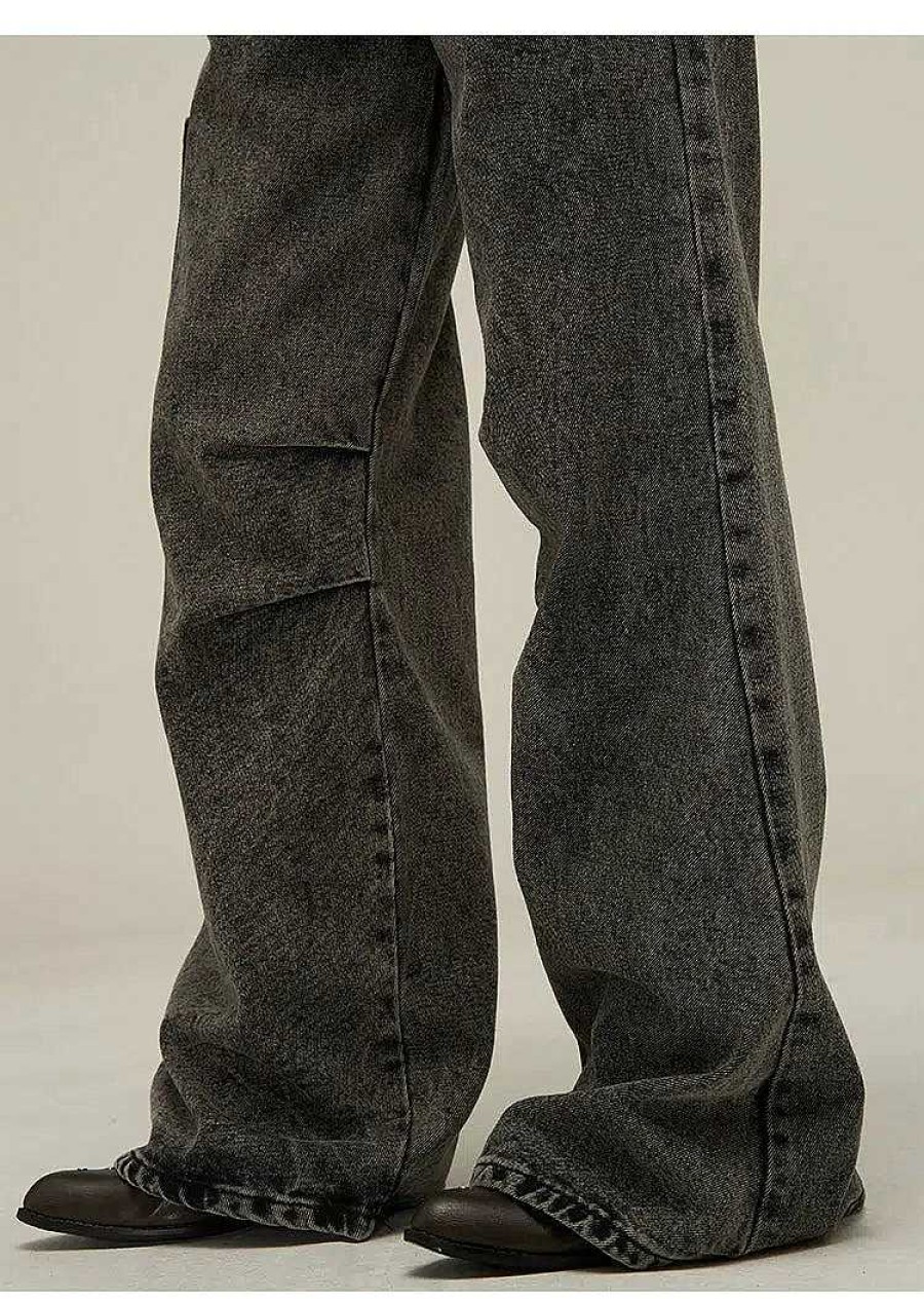 Clothing The Korean Fashion Jeans | Smoky Wide Leg Jeans Gray