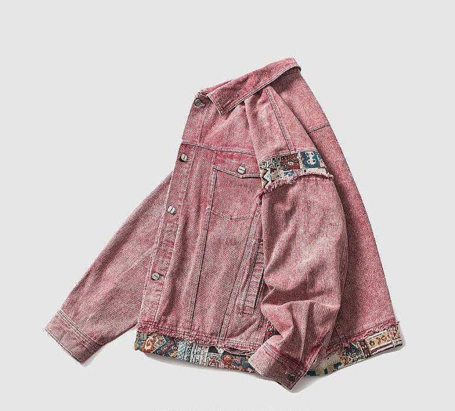 Clothing The Korean Fashion | Washed Denim Jakcet Pink