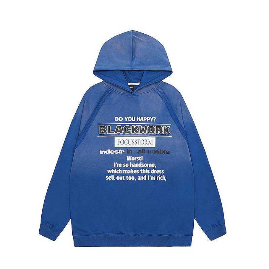 Clothing The Korean Fashion | Text Print Hooded Sweatshirt