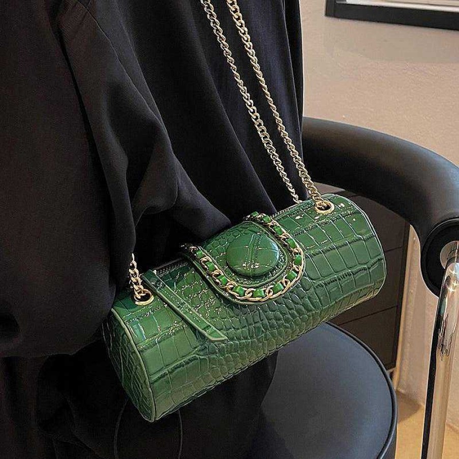 Women The Korean Fashion | Crocodile-Print Shoulder Bag