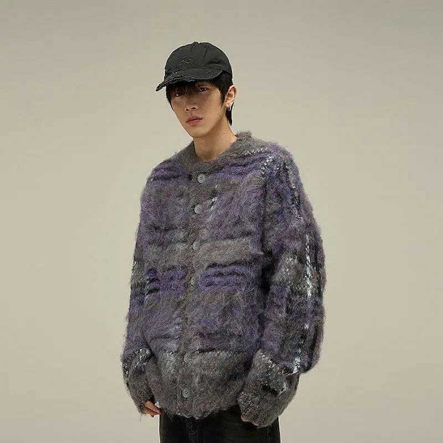 Clothing The Korean Fashion | Retro Contrasting Color Mohair Sweater