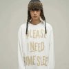 Clothing The Korean Fashion | Text Print Crew Neck Sweatshirt