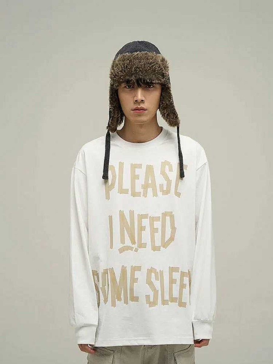 Clothing The Korean Fashion | Text Print Crew Neck Sweatshirt