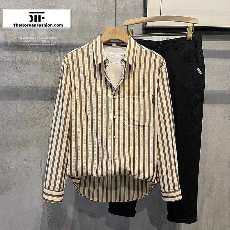 Casual Style Clothes The Korean Fashion | Casual Striped Lapel Shirt