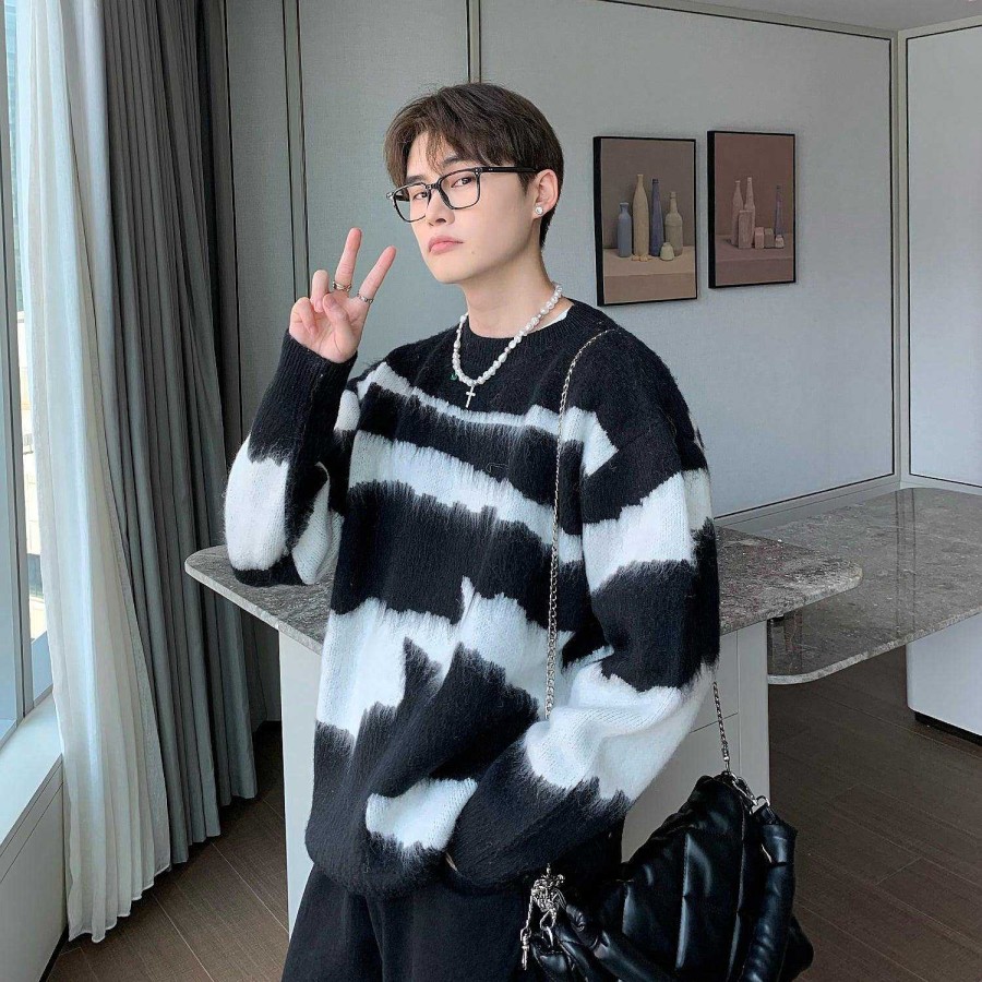 Clothing The Korean Fashion | Loose Zebra Knitted Sweater