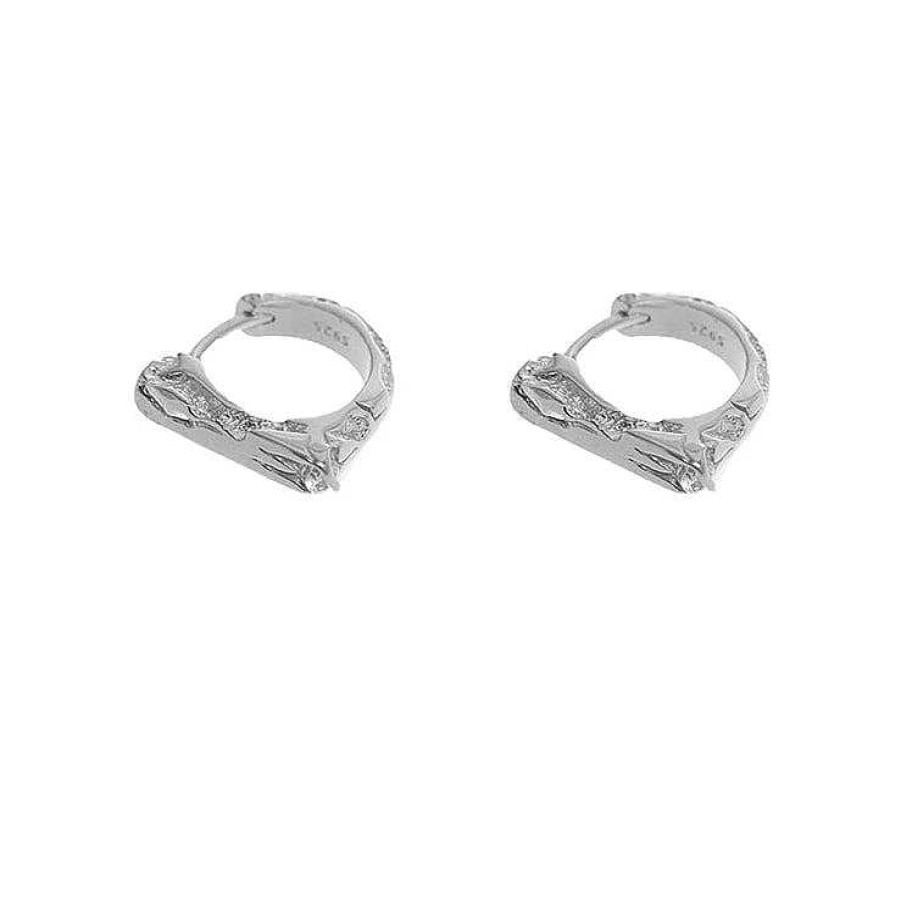 Accs & Bags & Shoes The Korean Fashion | 925 Sterling Silver Glossy Broken Texture Earrings