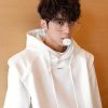 Clothing The Korean Fashion | Padded Shoulder Hooded Sweatshirt