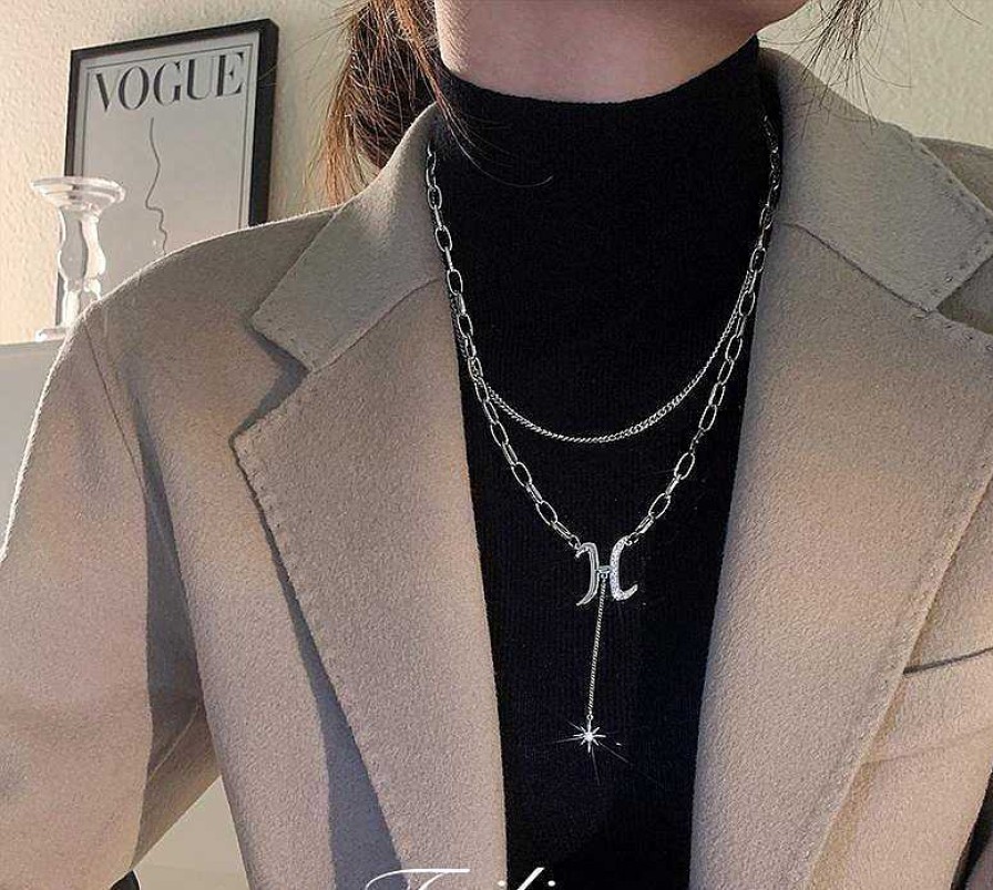 Women The Korean Fashion Necklaces | H' Letter Necklace