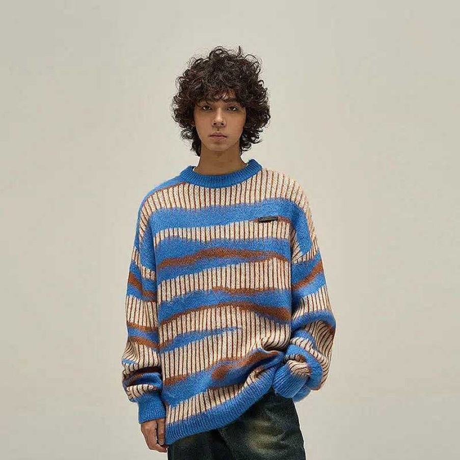 Clothing The Korean Fashion | Mink Zebra Pattern Striped Sweater