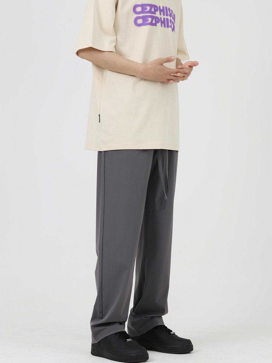 Clothing The Korean Fashion Slim Fit | Thin Ice Silk Straight Drawstring Pants