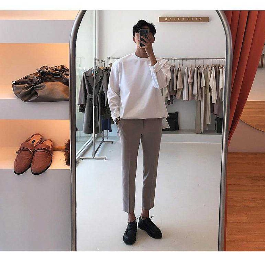 Clothing The Korean Fashion | Casual Round Neck Long Sleeve Shirt