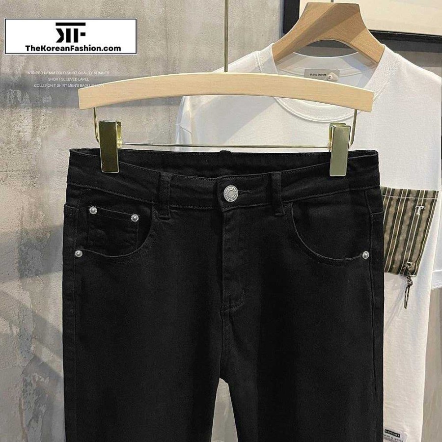 Casual Style Clothes The Korean Fashion | Slim Fit Cropped Jeans Black