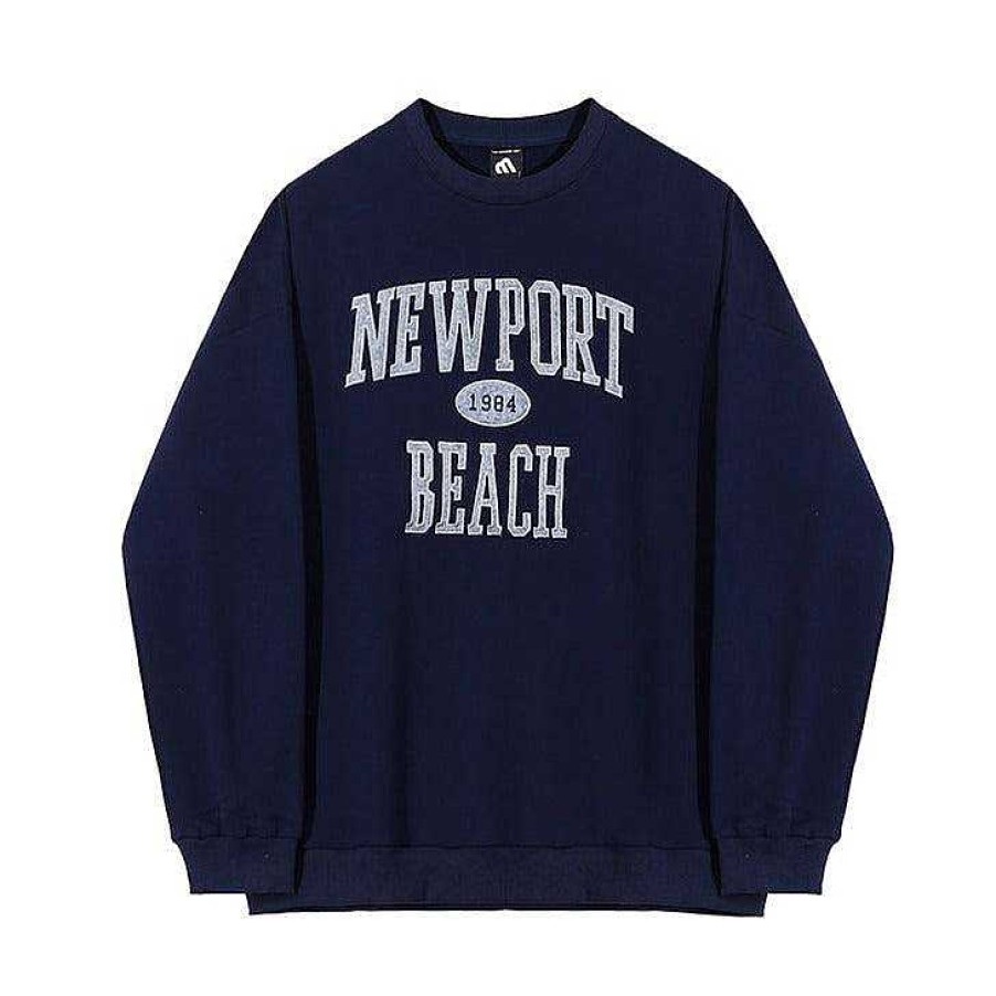 Clothing The Korean Fashion | Navy Crewneck Pullover Dark Blue