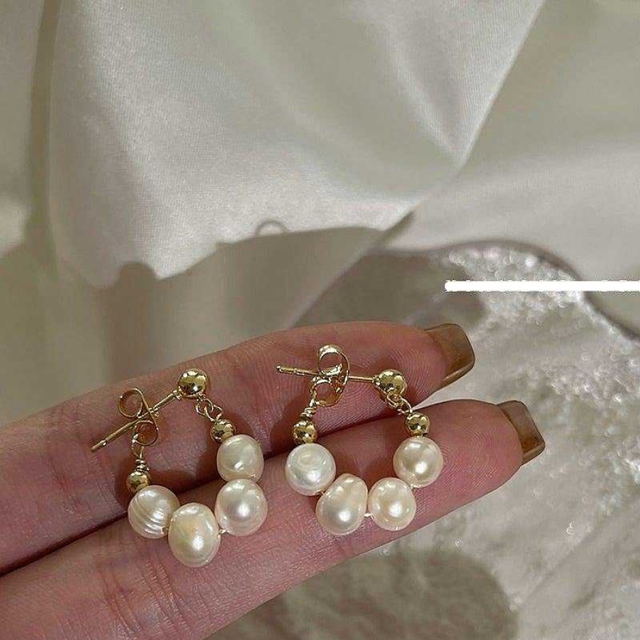 Women The Korean Fashion Earrings | Baroque Pearl Earrings Silver Needle