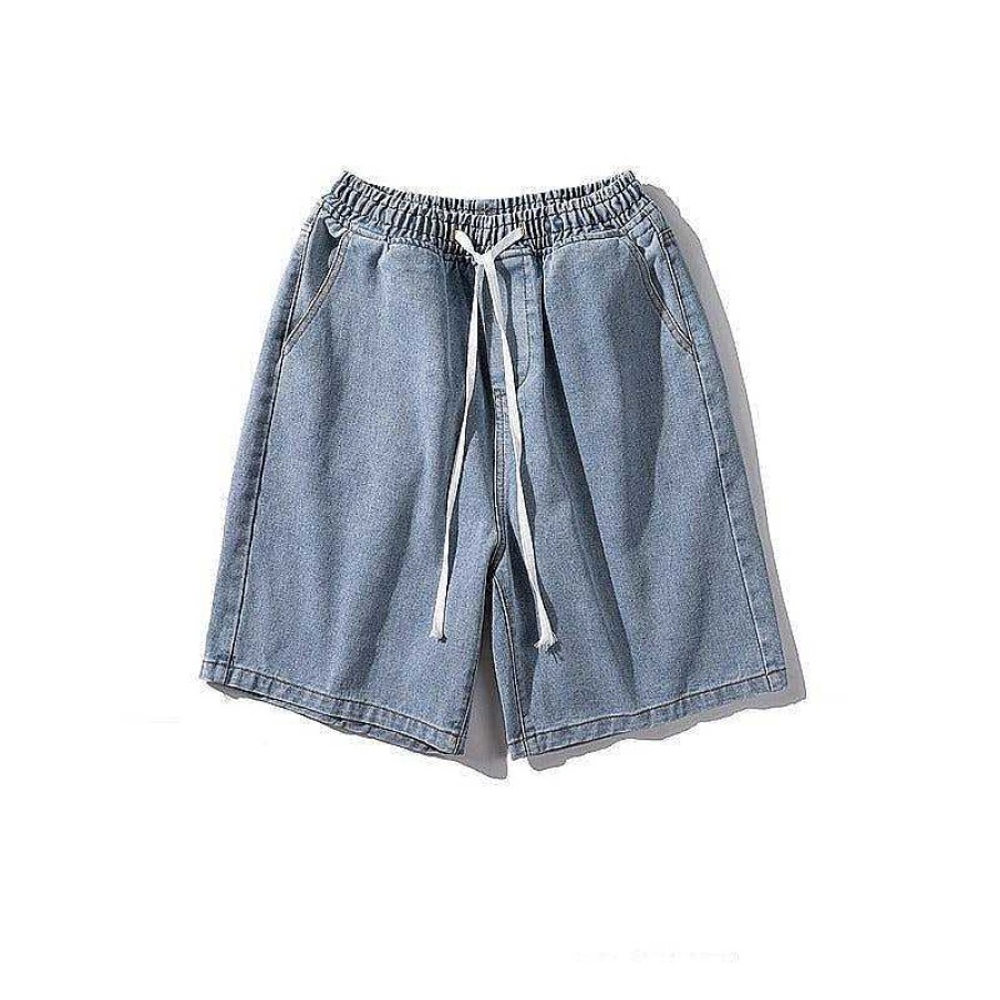 Clothing The Korean Fashion Shorts | Elastic Waist Washed Denim Shorts