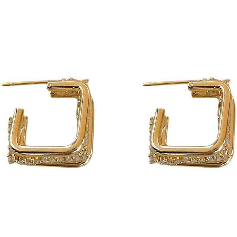 Women The Korean Fashion Earrings | Square Earrings Golden