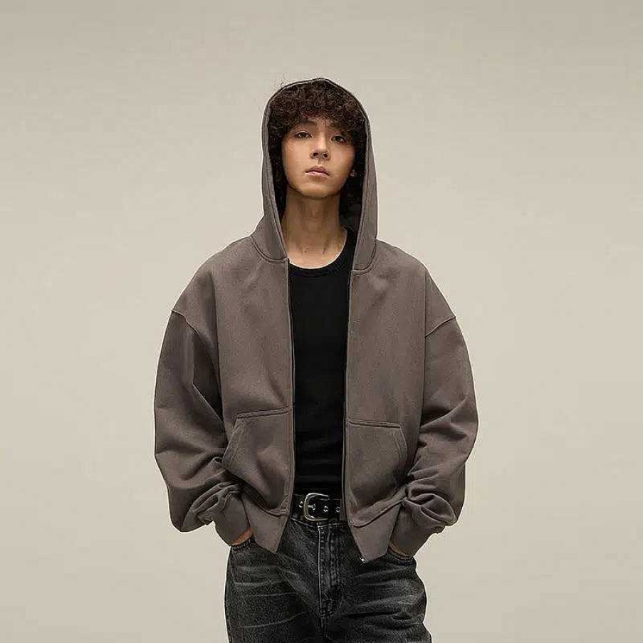 Clothing The Korean Fashion | Full Zip Hooded Sweatshirt Jacket