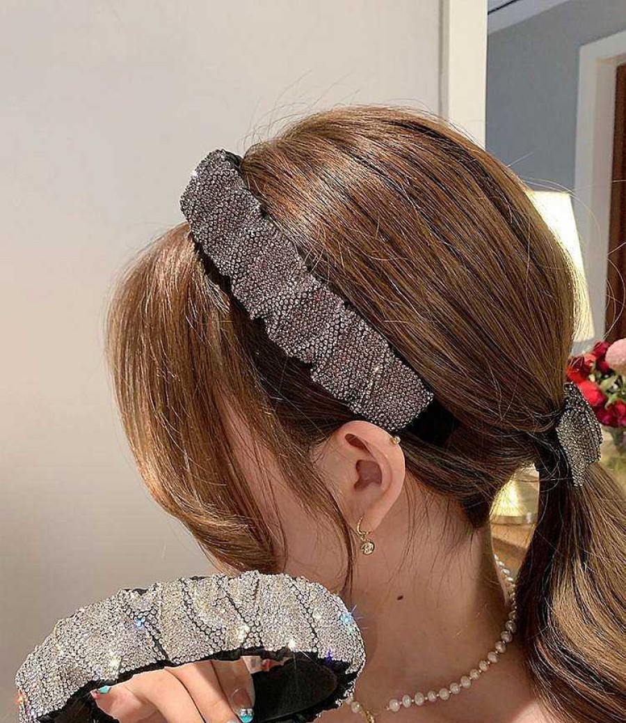 Women The Korean Fashion Hair Accessories | Folded Zircon Headband