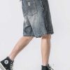 Clothing The Korean Fashion Shorts | Washed Straight Summer Denim Shorts Blue