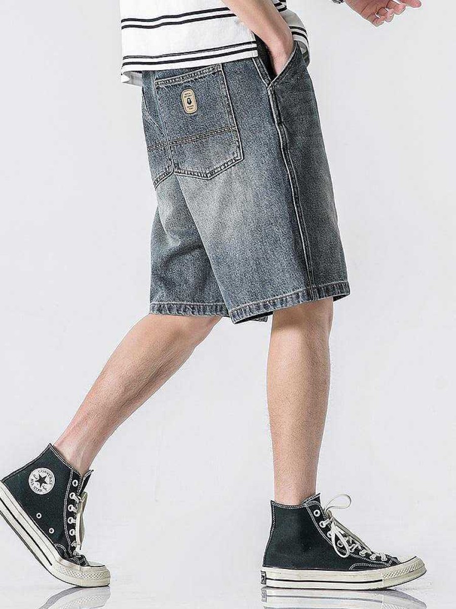 Clothing The Korean Fashion Shorts | Washed Straight Summer Denim Shorts Blue